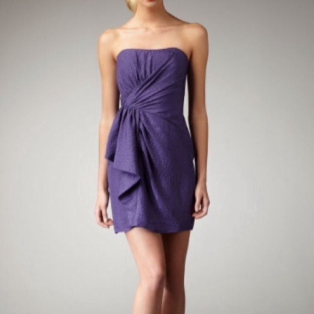 SOSHANNA Purple Strapless Silk Mini Dress - Picture 2 of 2